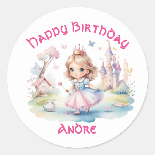 Sticker Rond Jolie princesse en Wonderland (Devant)