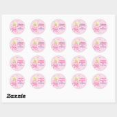 Sticker Rond Jolie princesse rose Blonde Fille fête d'anniversa (Feuille)