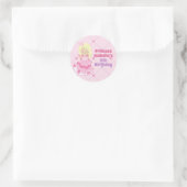 Sticker Rond Jolie princesse rose Blonde Fille fête d'anniversa (Sac)