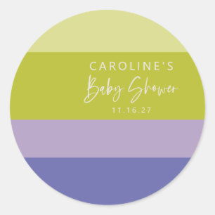Sticker Rond Jolie rayure verte violette personnalisée pour Bab
