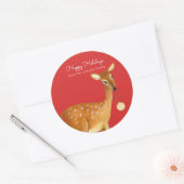 Sticker Rond Jolie Red Christmas Animal Deer (Enveloppe)