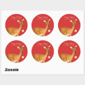 Sticker Rond Jolie Red Christmas Animal Deer (Feuille)
