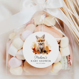 Sticker Rond Jolie Renarde des Bois Baby Shower d'Automne