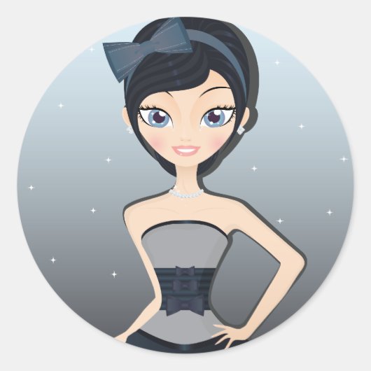Sticker Rond Jolie robe (Devant)