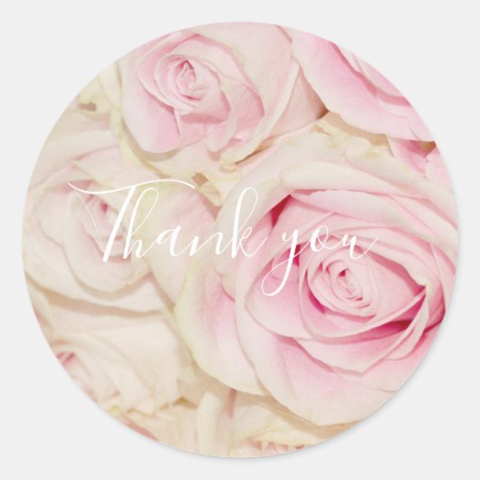 Sticker Rond Jolie rose Roses Blanches (Devant)
