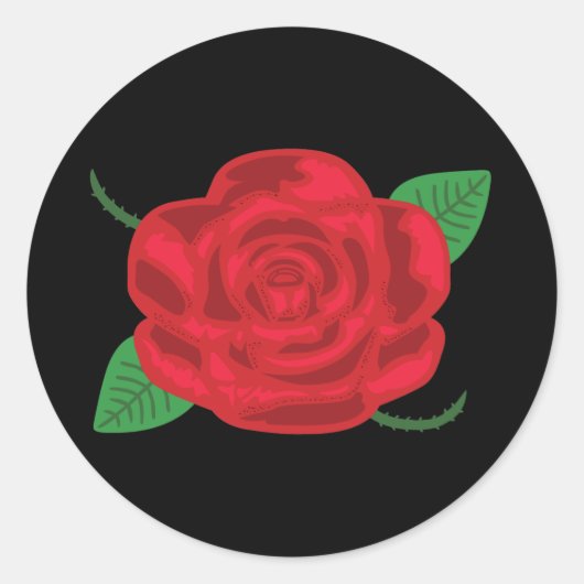 Sticker Rond Jolie Rose rouge (Devant)