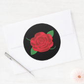 Sticker Rond Jolie Rose rouge (Enveloppe)