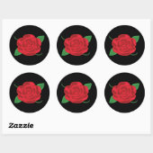 Sticker Rond Jolie Rose rouge (Feuille)