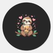 Sticker Rond Jolie Sloth Boba Bubble Milk Tea Kawaii Femmes Fil (Devant)