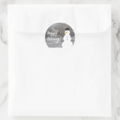 Sticker Rond Jolie Snowman Joyeuses Fêtes (Sac)