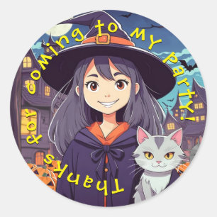 Sticker Rond Jolie sorcière d'Halloween