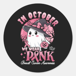Sticker Rond Jolie sorcière fantôme Nous Portons Pink Breast Ca