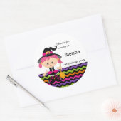 Sticker Rond Jolie sorcière rose (Enveloppe)