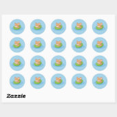 Sticker Rond Jolie Souris dans un Bateau en Feuille Bleu (Feuille)