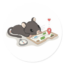 Jolie Souris Lisant une Carte au Trésor Aventure A