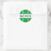 Sticker Rond Jolie St. Patrick's Day rayé vert (Sac)