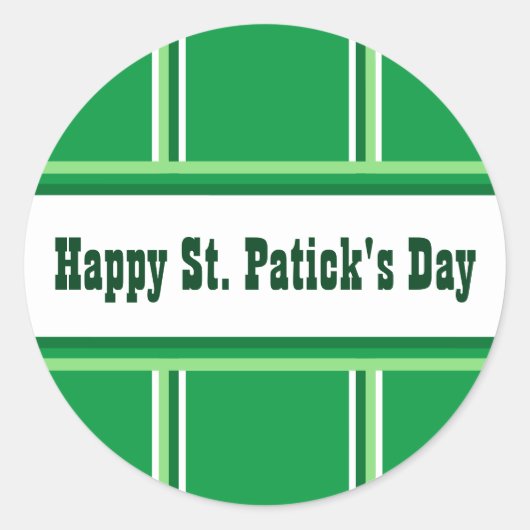 Sticker Rond Jolie St. Patrick's Day rayé vert (Devant)