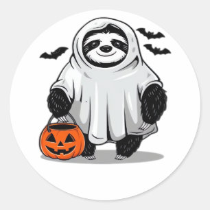 Sticker Rond Jolie T-shirt Halloween Sloth Adorable et Éffrayan