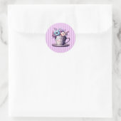 Sticker Rond Jolie Teacup Vintage avec Fleurs (Sac)