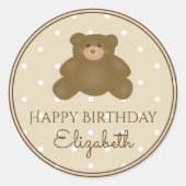 Sticker Rond Jolie Teddy Bear Baby Fête de premier anniversaire (Devant)