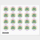 Sticker Rond Jolie tortue brillante (Feuille)