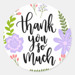 Sticker Rond Jolie typographie florale manuscrite Beaucoup Merc