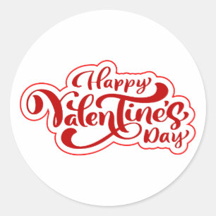 Sticker Rond Jolie typographie Heureuse Sainte-Valentin