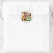 Sticker Rond Jolie vache de Pâques (Sac)