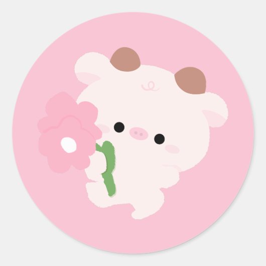 Sticker Rond Jolie vache romantique (Devant)