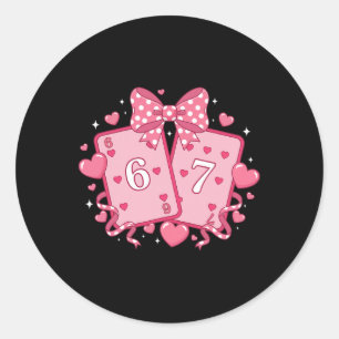 Sticker Rond Jolies cartes Valentine Six Sept Cœurs Femme