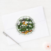 Sticker Rond Jolies chutes de neige avec Psaume 55:22 (Enveloppe)