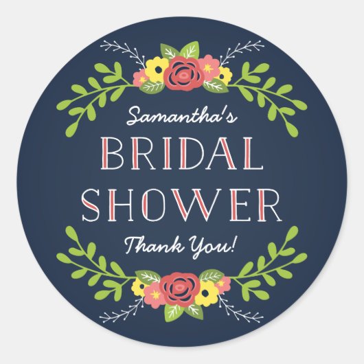 Sticker Rond Jolies fleurs | Faveur Fête des mariées (Devant)