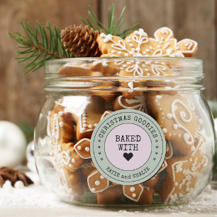 Sticker Rond Jolies friandises de Noël Cœur Personnalisé 