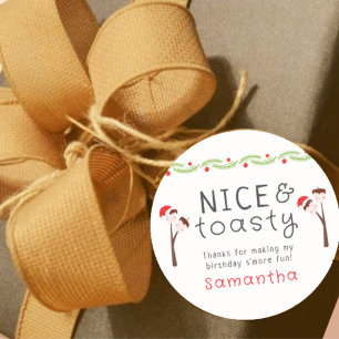 Sticker Rond Jolies guimauves S'mores pour enfants fête d'anniv
