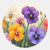 Sticker Rond Jolies Pansies (Devant)