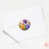Sticker Rond Jolies Pansies (Enveloppe)