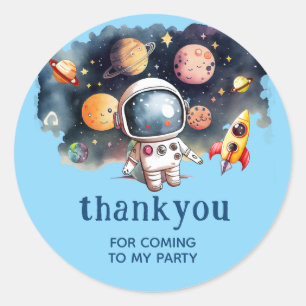 Sticker Rond Jolies Planètes de l'Espace Merci Bleu