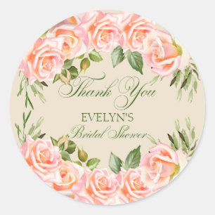 Sticker Rond Jolies Roses Aquarelle Enterrement de Vie de Jeune