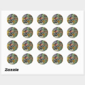 STICKER ROND JOLIMENT WITCH, CHAT & SES ANIMAUX, CAGE DE MAIN, (Feuille)
