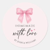 Sticker Rond Jolis articles faits maison Coquette avec un nœud  (Devant)