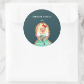 Sticker Rond Jolis biscuits de Noël bleus casse-noisette (Sac)