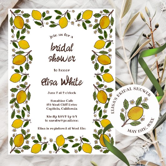 Sticker Rond Jolis Citrons FETE DE FUTURE MARIEE Rustique SUR M