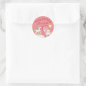 Sticker Rond Jolis licornes sur rose (Sac)