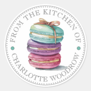 Sticker Rond Jolis macarons à l'aquarelle Dessert