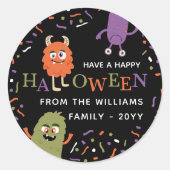 Sticker Rond Jolis monstres Joyeux Halloween (Devant)