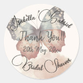 Sticker Rond Jolis Papillons Remerciements de Mariage (Devant)