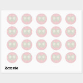 STICKER ROND JOLIS PASTELS À POINTS ET RUBANS ROSE (Feuille)