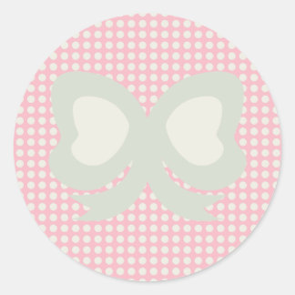 STICKER ROND JOLIS PASTELS À POINTS ET RUBANS ROSE