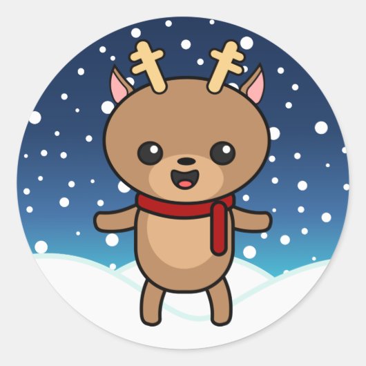 Sticker Rond Jolis rennes de Noël (Devant)