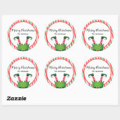 Sticker Rond Jolly Christmas Elf Legs Stripes Holiday (Feuille)